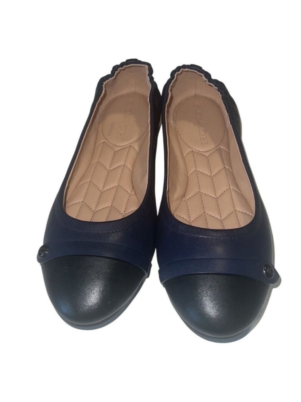 Coach Brandi Navy and Black Leather Slip On Ballet Flats Size 8.5 - Picture 2 of 10